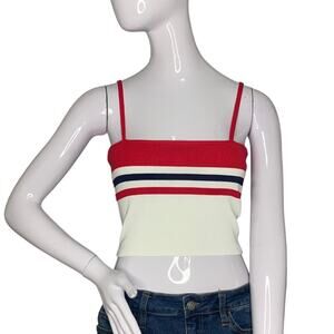 Day&Nigth NWT Crop Top Strapped White Red Blue Adjustable Straps Size S